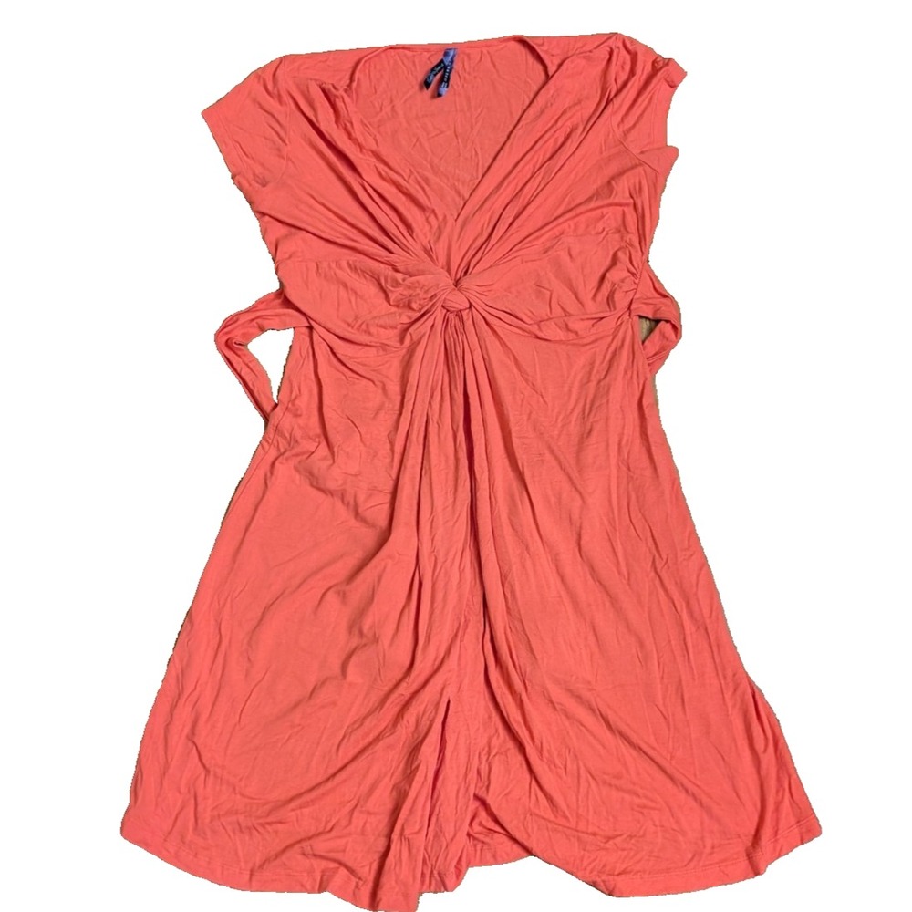 Seraphine Maternity Jolene Jersey Dress Coral Knot Front V-Neck 3/4 Sleeve Sz 10